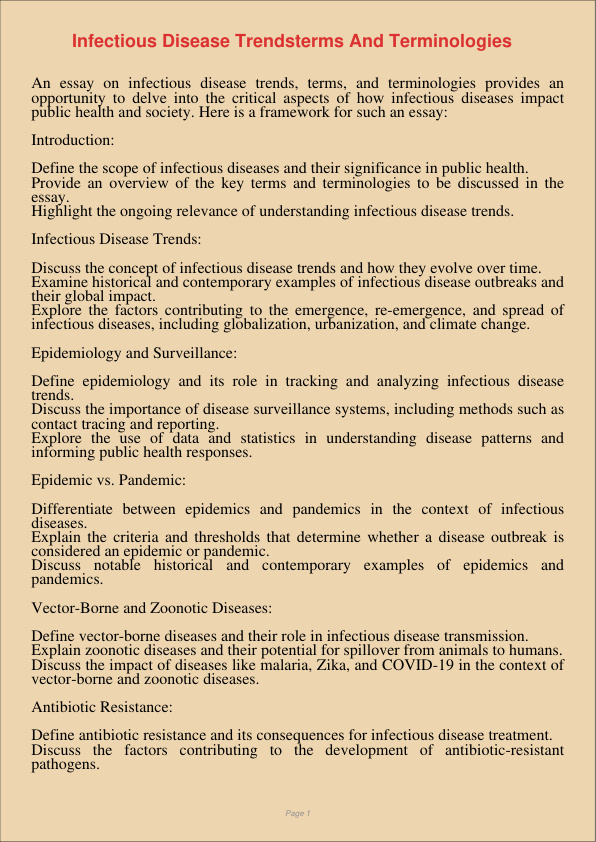 Infectious Disease Trendsterms And Terminologies