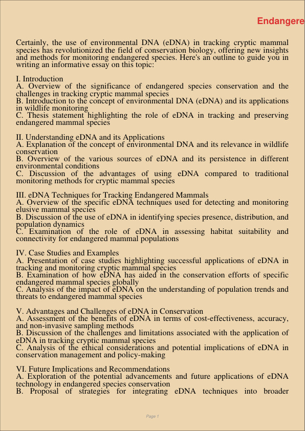 Endangered Species The Use Of Environmental Dna In Tracking Cryptic Mammal Species