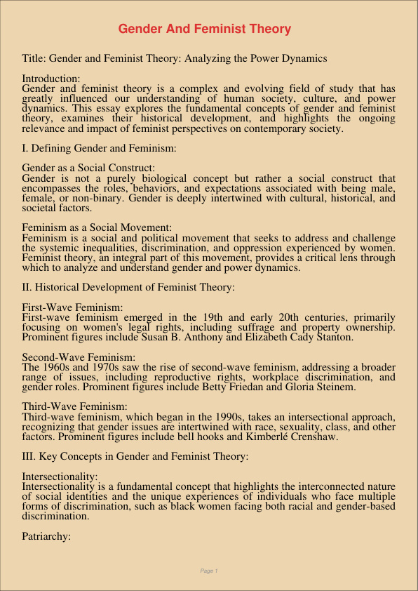 Gender And Feminist Theory