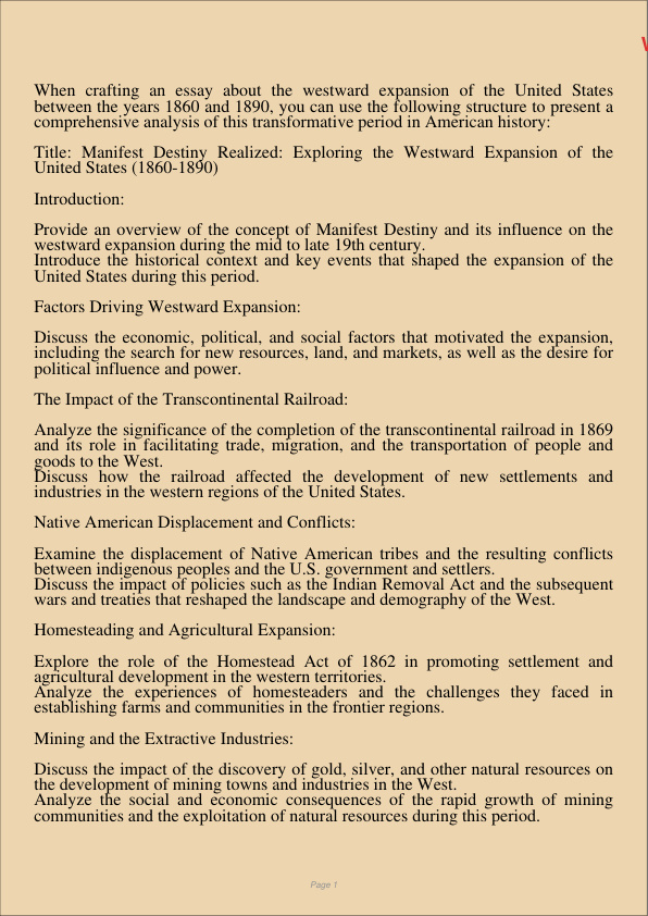 Westward Expansion Of The United States From The Years 18601890